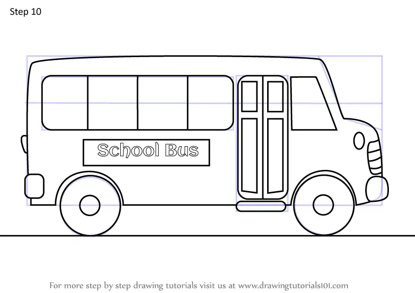 Learn How to Draw Cartoon School Bus (Vehicles) Step by Step : Drawing