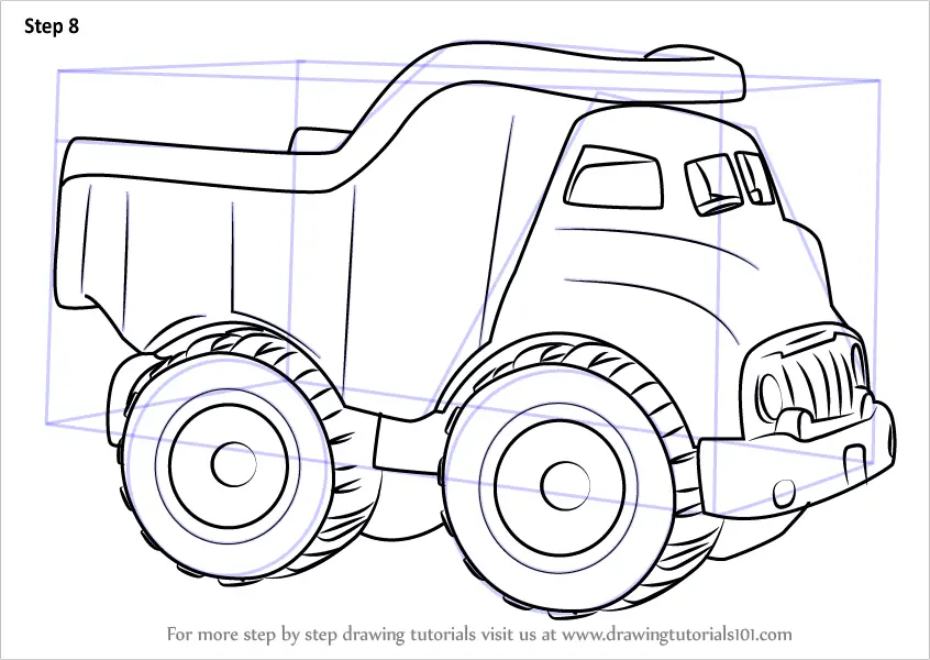 Step by Step How to Draw a Dump Truck for Kids