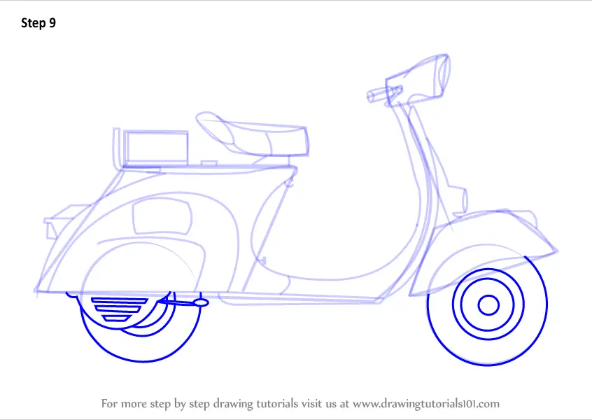 Learn How to Draw Scooter for Kids (Vehicles) Step by Step : Drawing