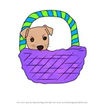 How to Draw Dog in a Basket