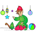 How to Draw Elf with Christmas Decorations