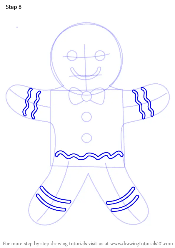 Step by Step How to Draw Gingerbread Man