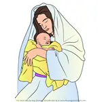 How to Draw Mary holding Baby Jesus Nativity