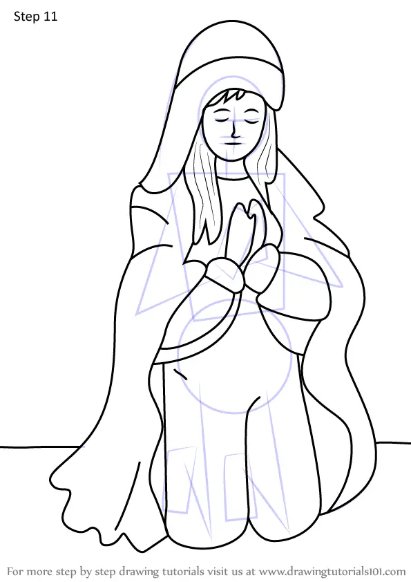 Learn How to Draw Person Praying Nativity Scene Christmas 