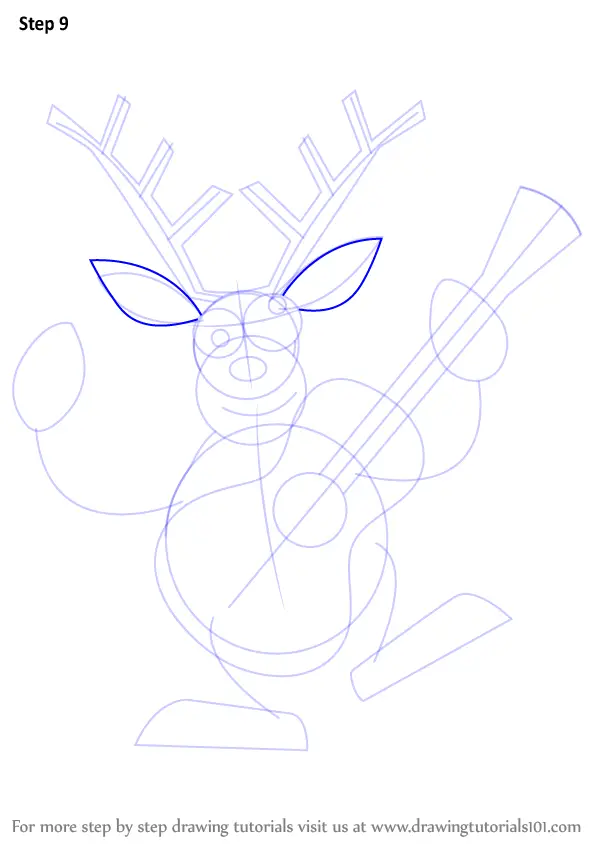 Download Learn How to Draw a Reindeer with Guitar (Christmas) Step ...