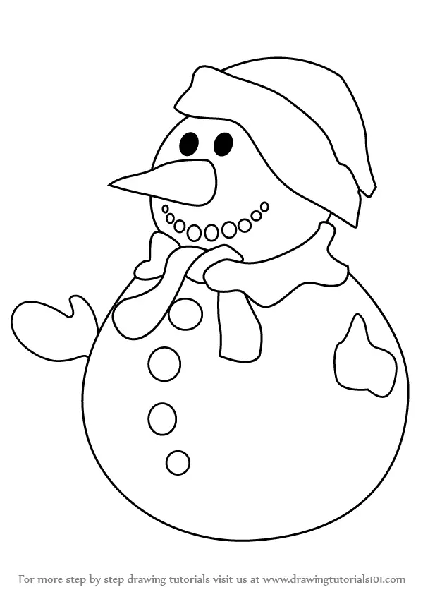 Learn How to Draw Snowman (Christmas) Step by Step : Drawing Tutorials