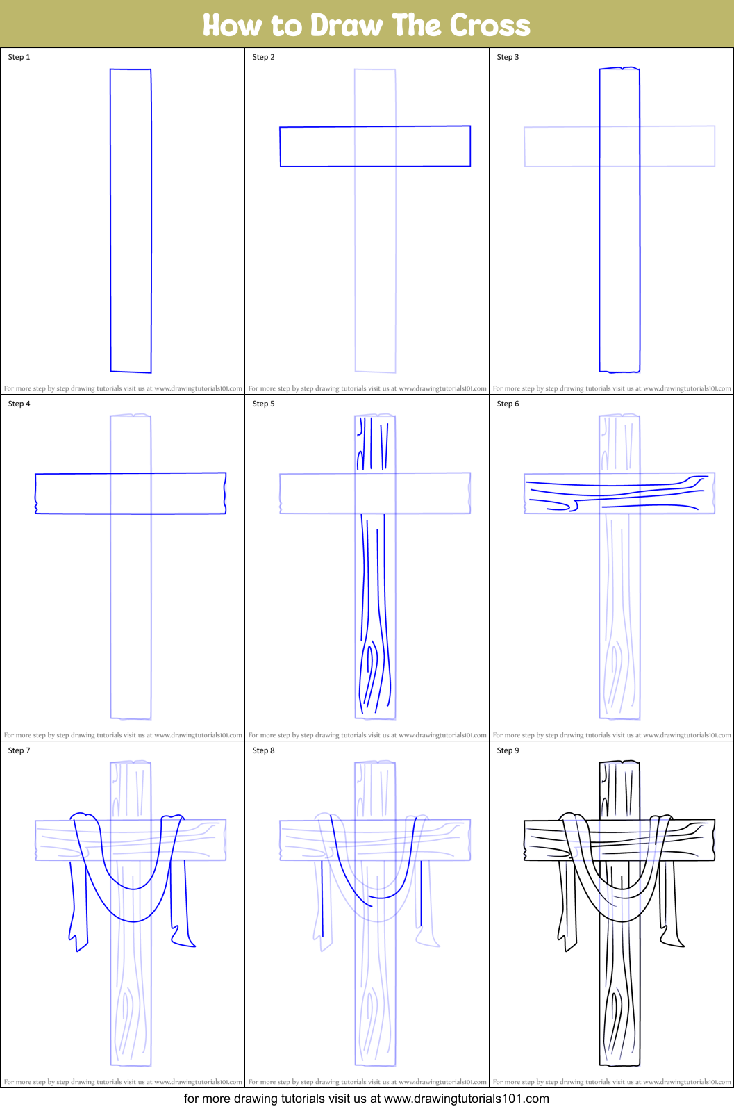 How to Draw The Cross printable step by step drawing sheet