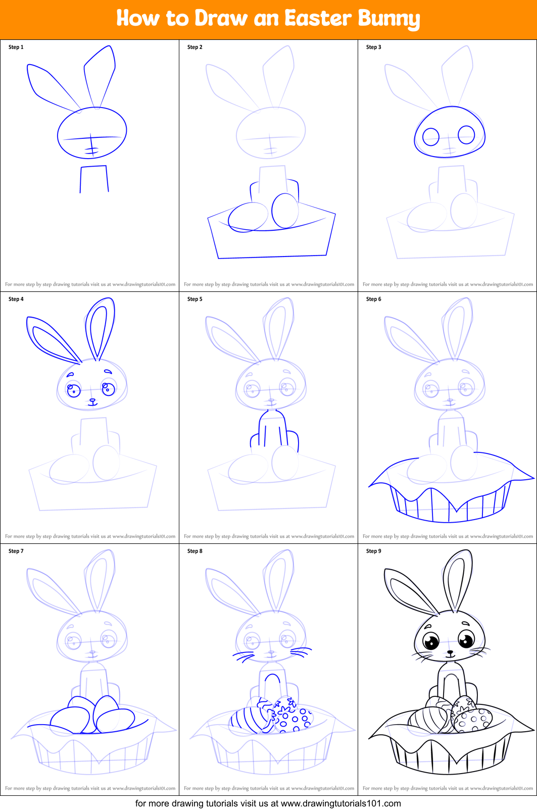 How to Draw an Easter Bunny (Easter) Step by Step