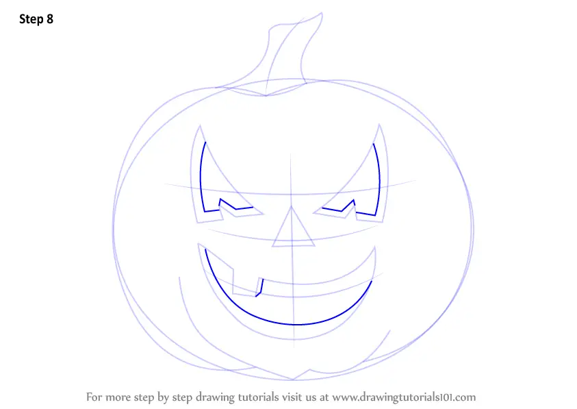 Learn How to Draw Halloween Pumpkin (Halloween) Step by Step : Drawing