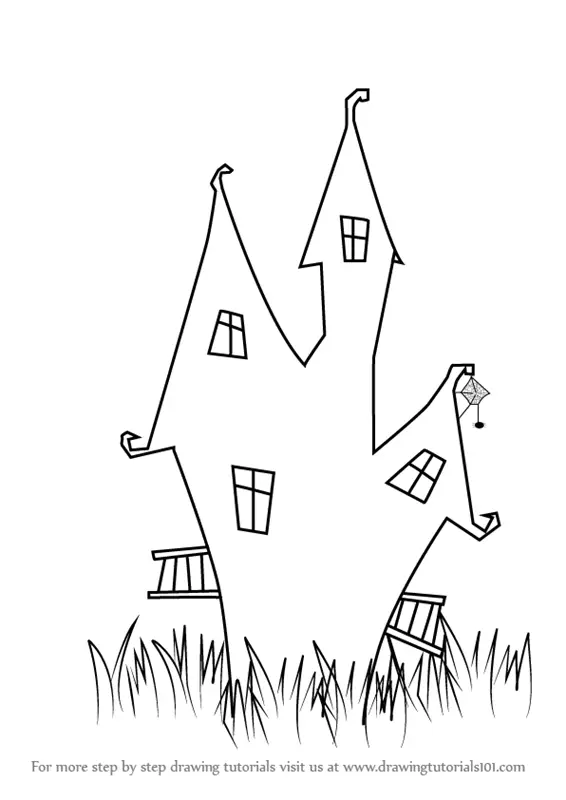 Learn How To Draw A Witch S House Halloween Step By Step Drawing Tutorials