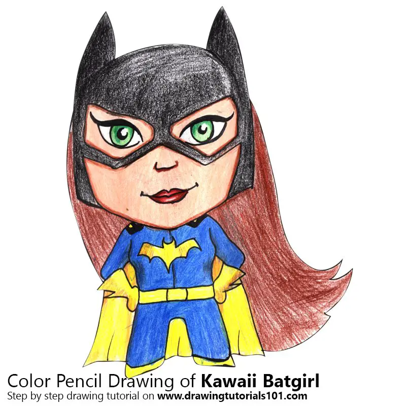 Kawaii Batgirl Color Pencil Drawing