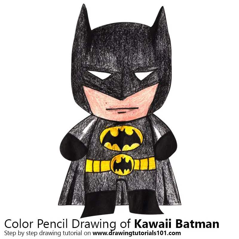 Kawaii Batman Color Pencil Drawing