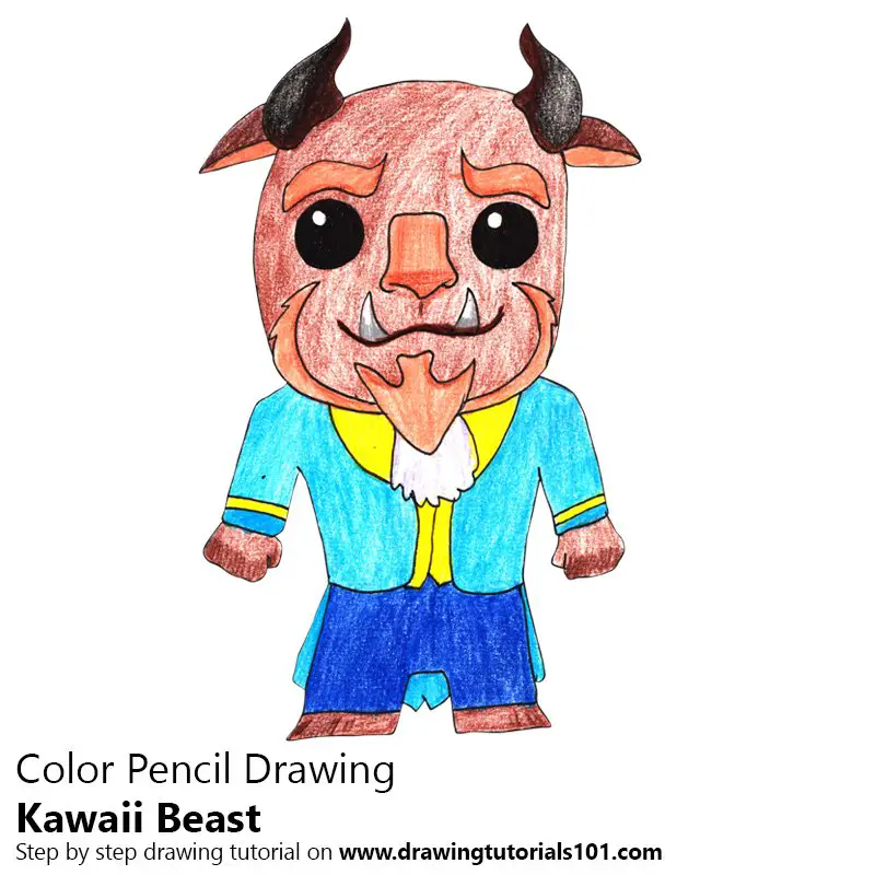 Kawaii Beast Color Pencil Drawing