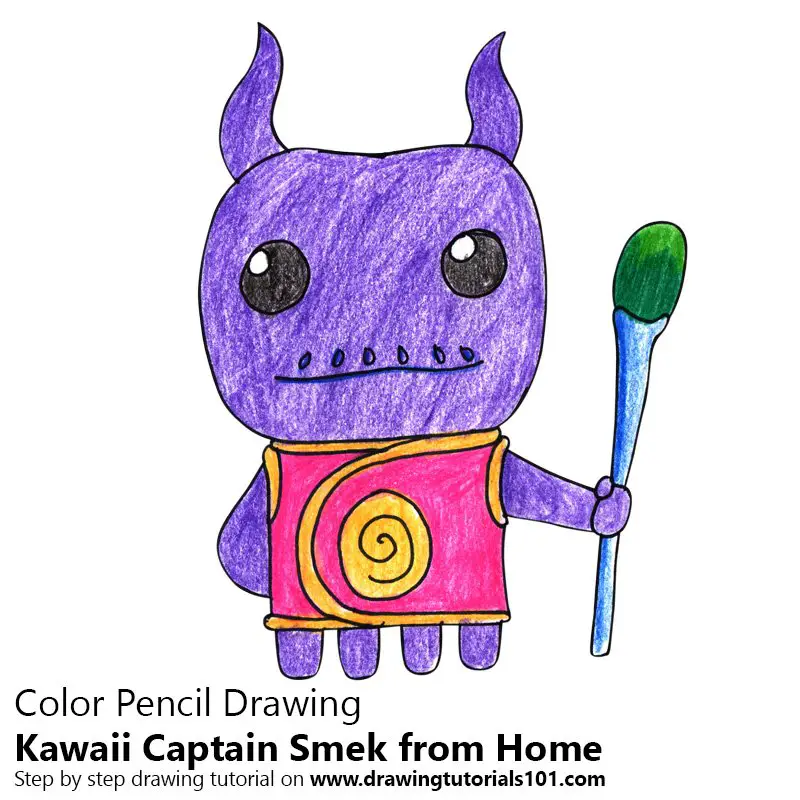 Kawaii Captain Smek from Home Color Pencil Drawing
