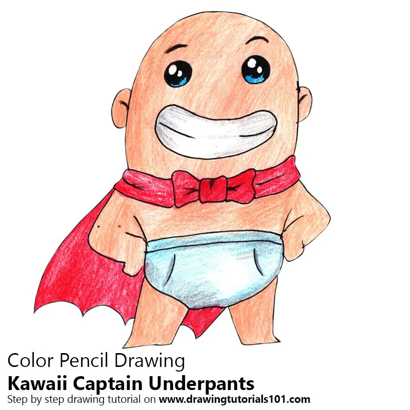 Kawaii Captain Underpants Color Pencil Drawing