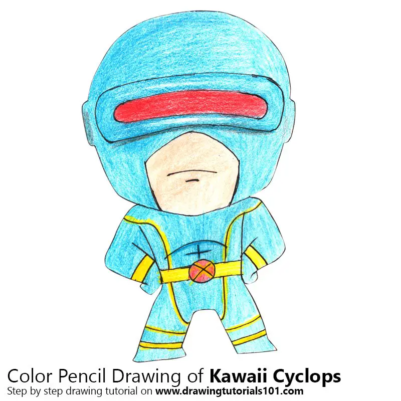 Kawaii Cyclops Color Pencil Drawing