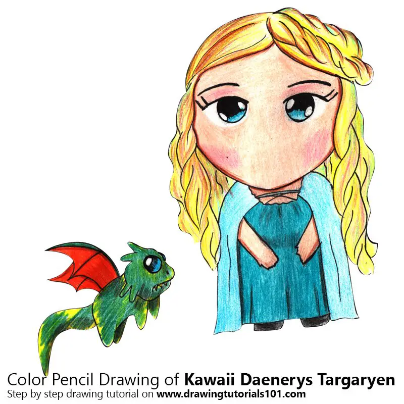 Kawaii Daenerys Targaryen Color Pencil Drawing