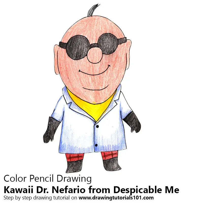 Kawaii Dr. Nefario from Despicable Me Color Pencil Drawing