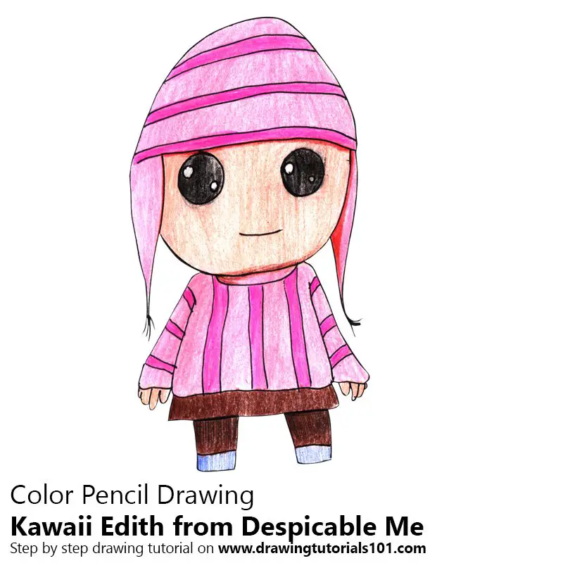 Kawaii Edith from Despicable Me Color Pencil Drawing