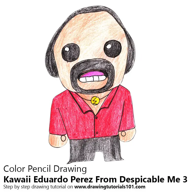 Kawaii Eduardo Perez From Despicable me 3 Color Pencil Drawing