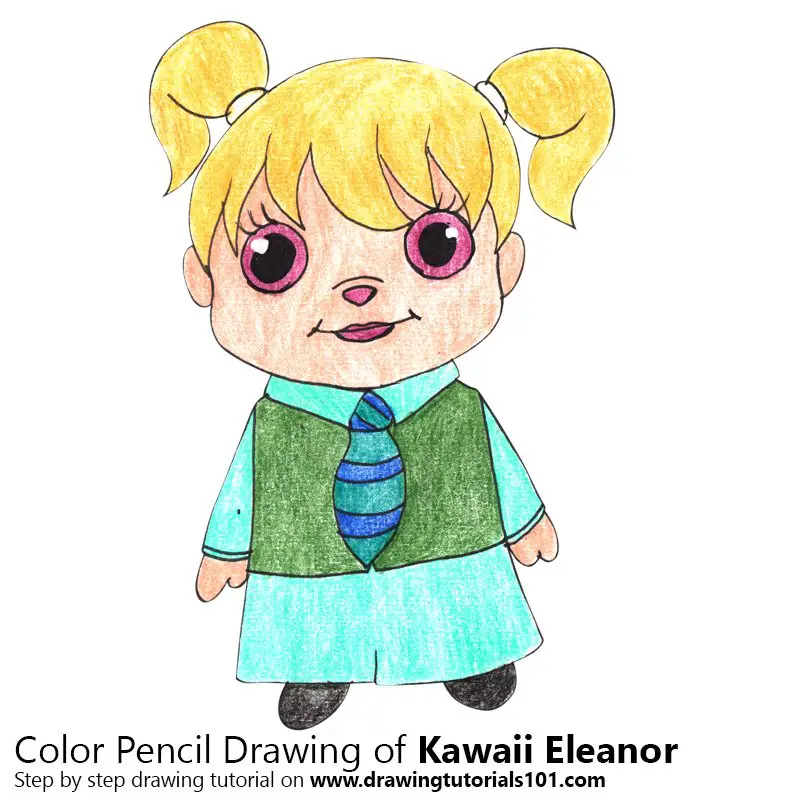 Kawaii Eleanor from Alvin and the Chipmunks Color Pencil Drawing