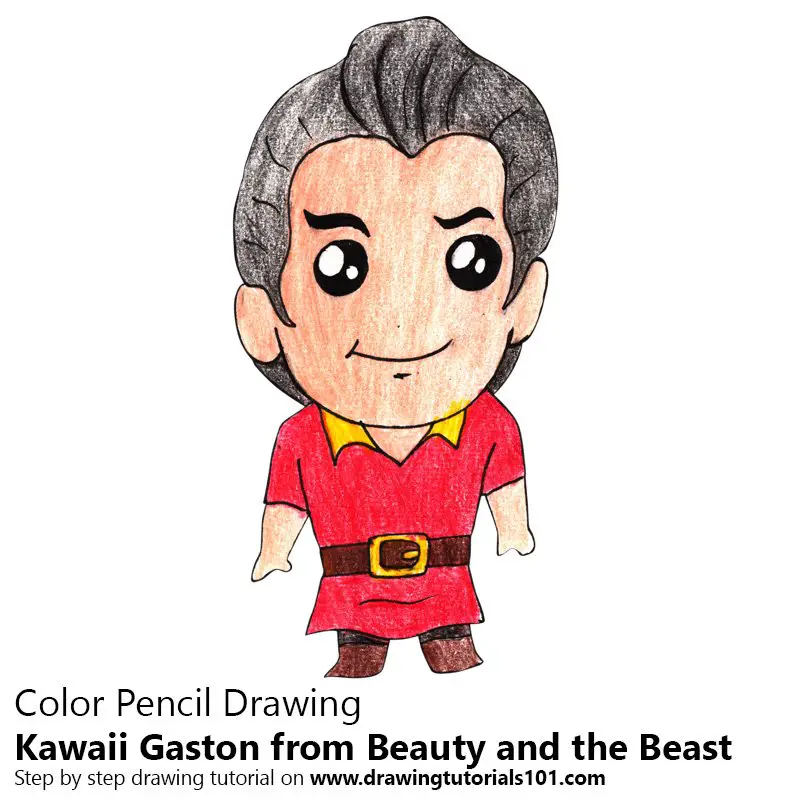 Kawaii Gaston from Beauty and the Beast Color Pencil Drawing