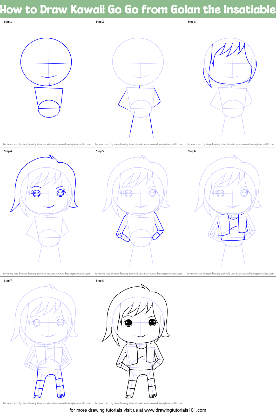 How to Draw Kawaii Go Go from Golan the Insatiable printable step by ...