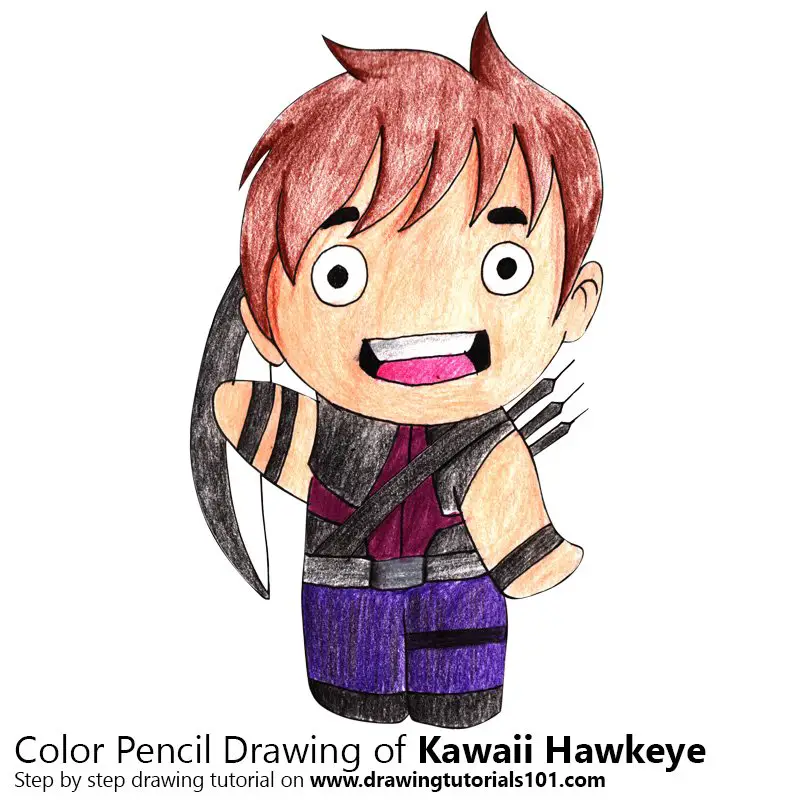 Kawaii Hawkeye Color Pencil Drawing