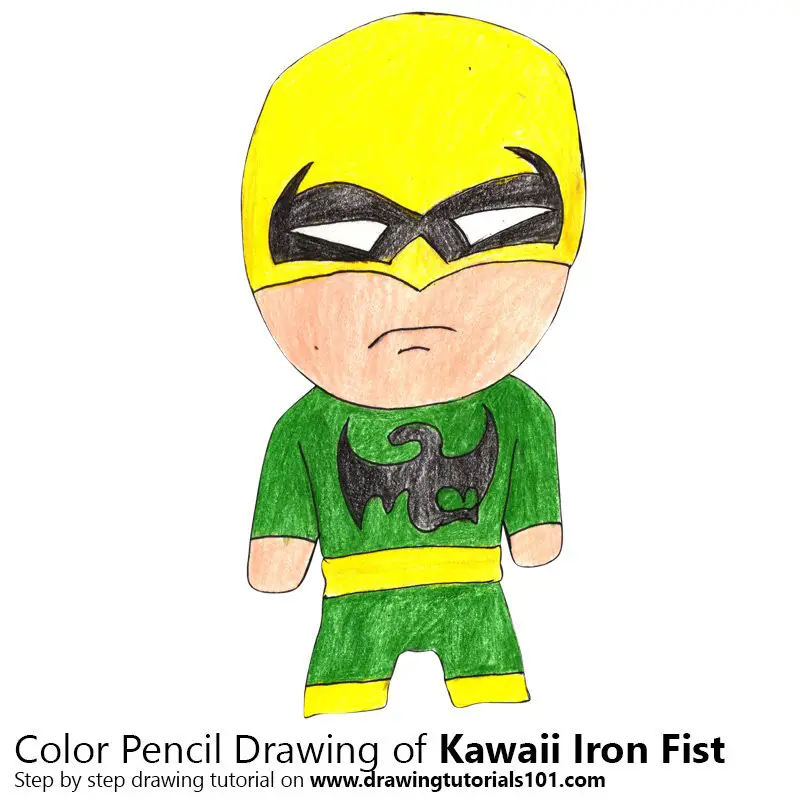 Kawaii Iron Fist Color Pencil Drawing