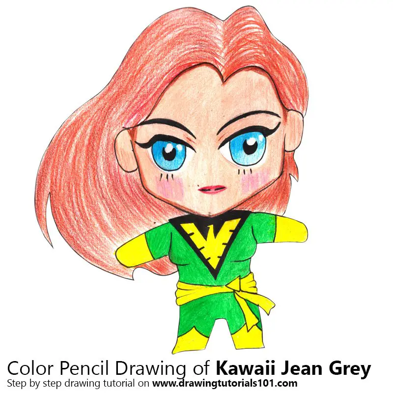 Kawaii Jean Grey Color Pencil Drawing