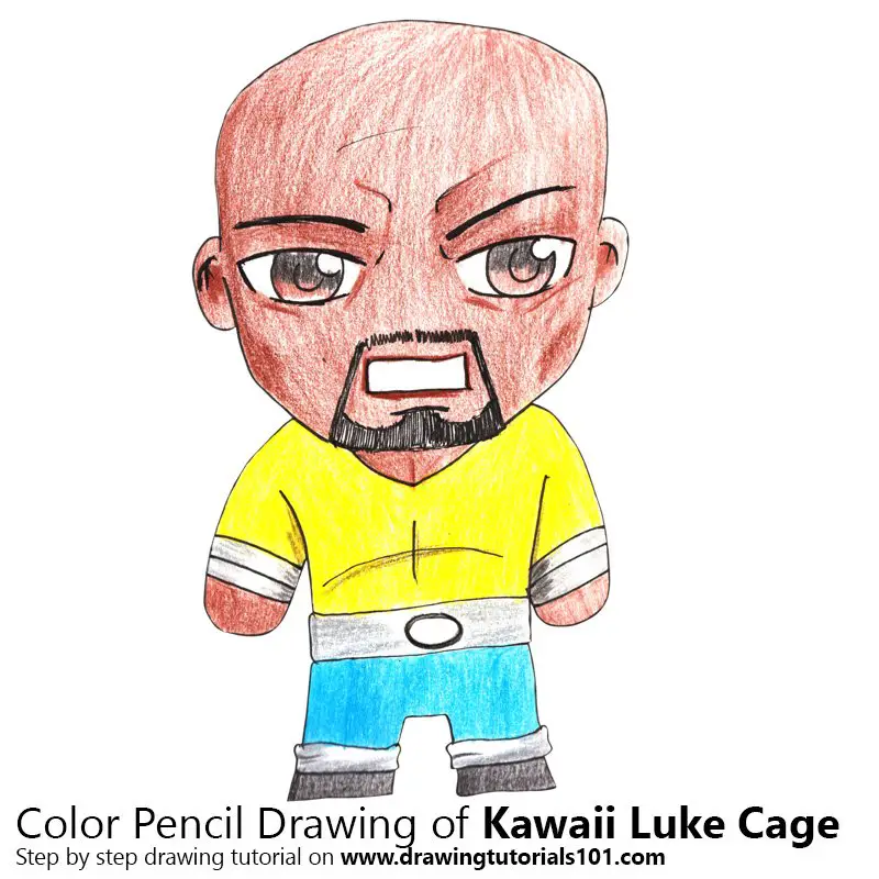 Kawaii Luke Cage Color Pencil Drawing