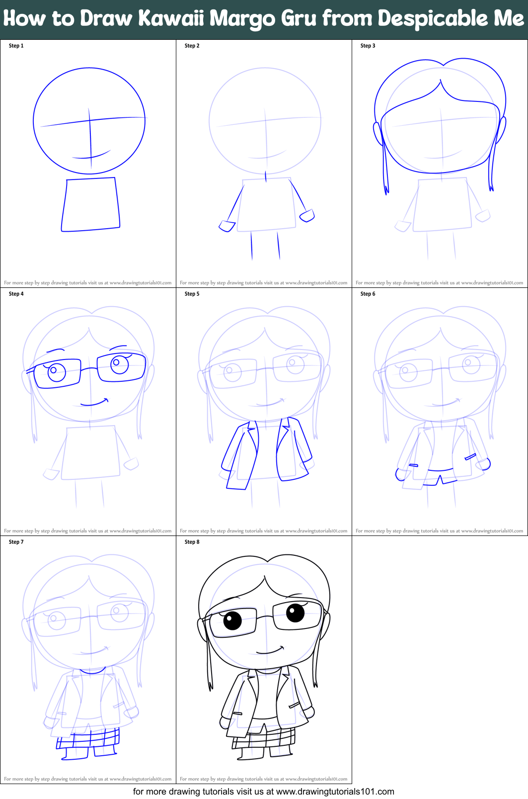 how to draw margo from despicable me step by step