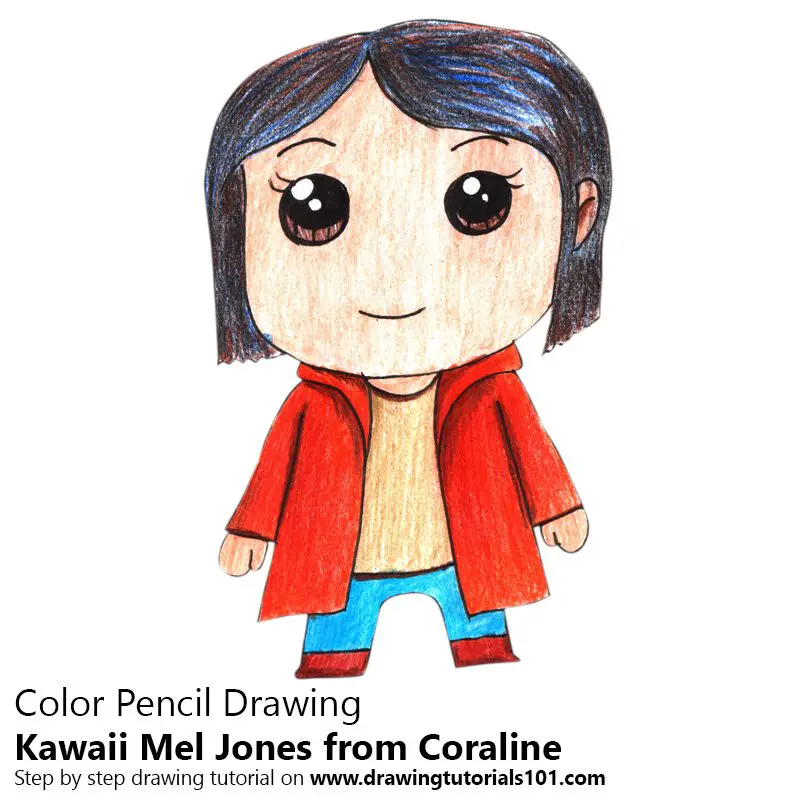 Kawaii Mel Jones from Coraline Color Pencil Drawing