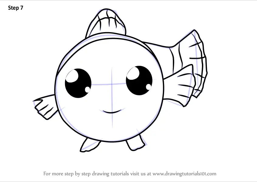 How to Draw Kawaii Nemo from Finding Dory (Kawaii Characters) Step by Step