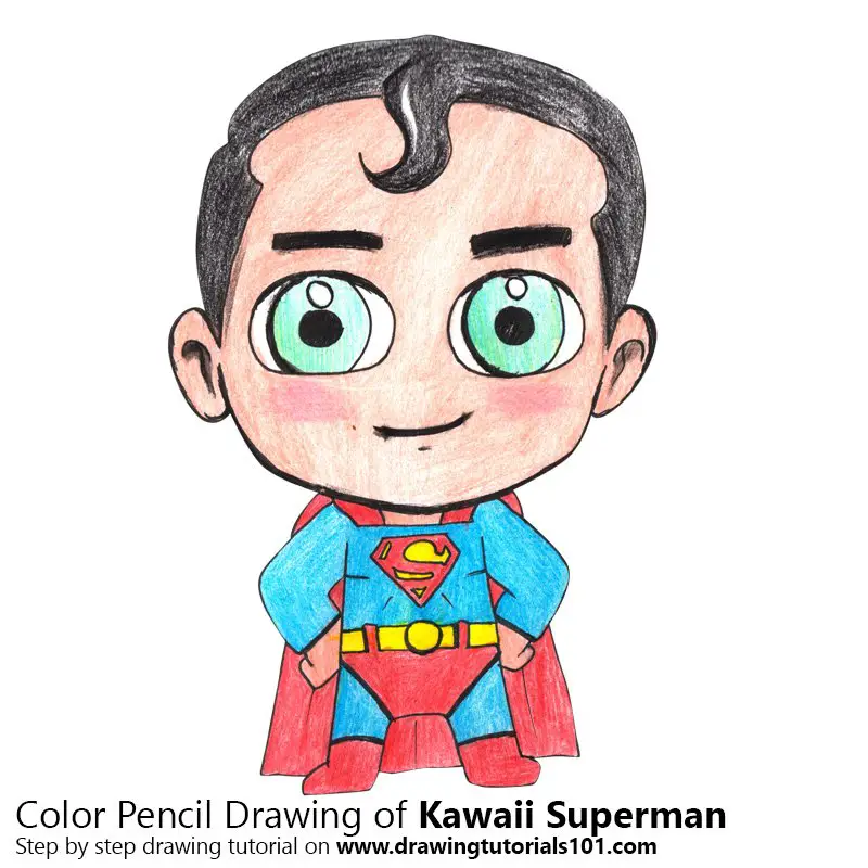 Kawaii Superman Color Pencil Drawing