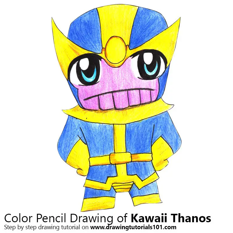 Kawaii Thanos Color Pencil Drawing