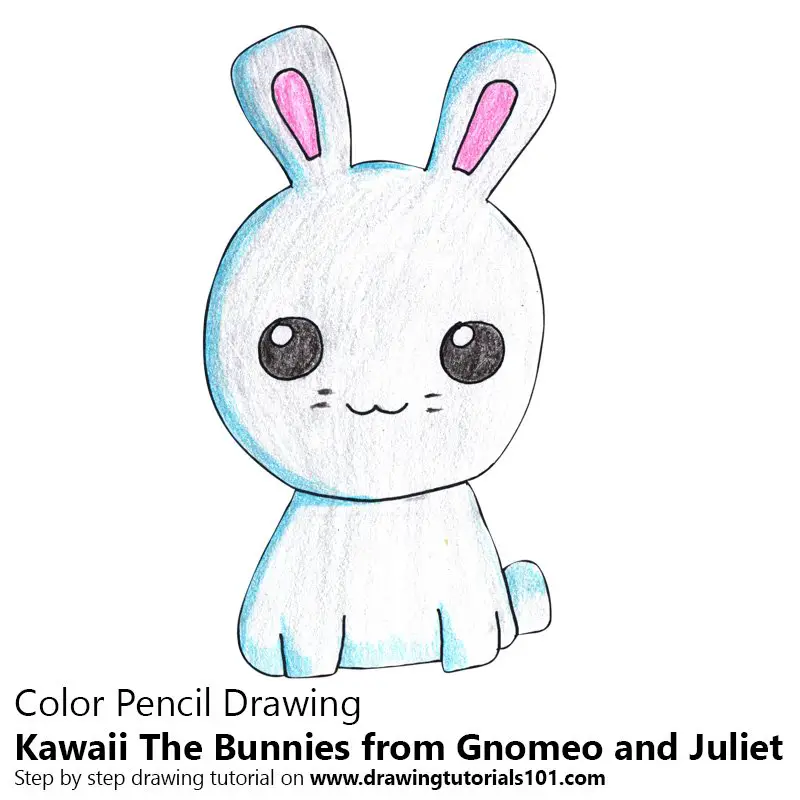Kawaii The Bunnies from Gnomeo and Juliet Color Pencil Drawing