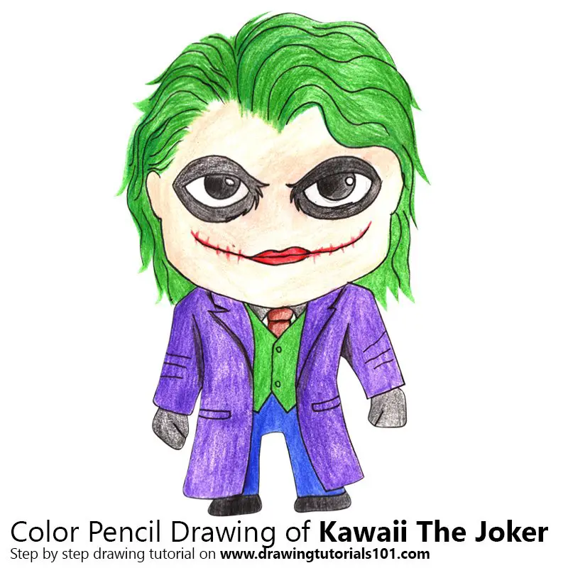 Kawaii The Joker Color Pencil Drawing