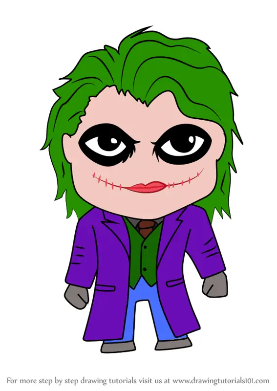 Learn How to Draw Kawaii The Joker (Kawaii Characters) Step by Step