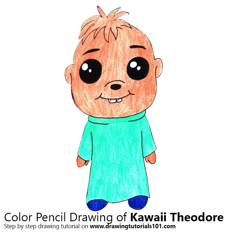 Kawaii Theodore from Alvin and the Chipmunks Color Pencil Drawing