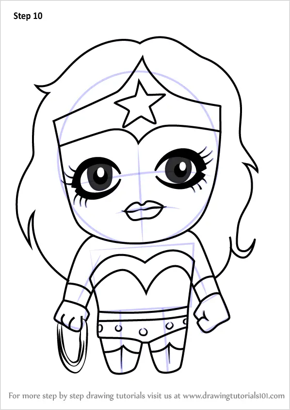 Learn How to Draw Kawaii Wonder Woman (Kawaii Characters) Step by Step