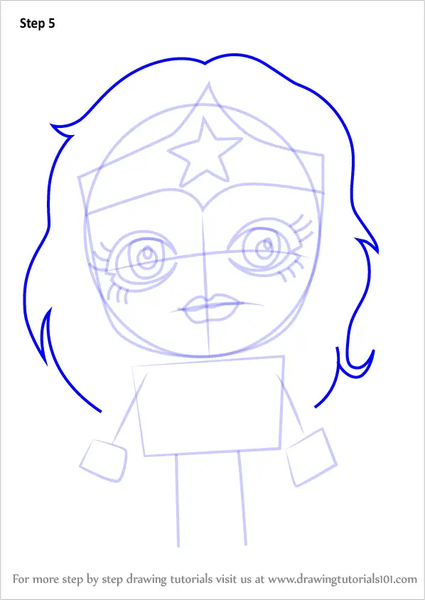 Learn How To Draw Kawaii Wonder Woman Kawaii Characters Step By Step Drawing Tutorials