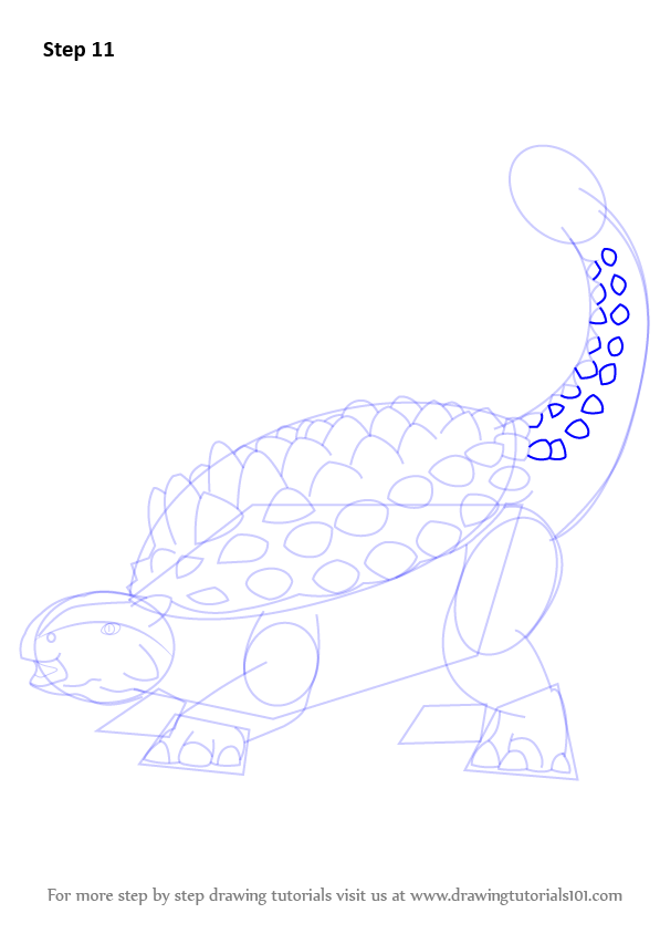 Learn How to Draw Ankylosaurus (Dinosaurs) Step by Step : Drawing Tutorials