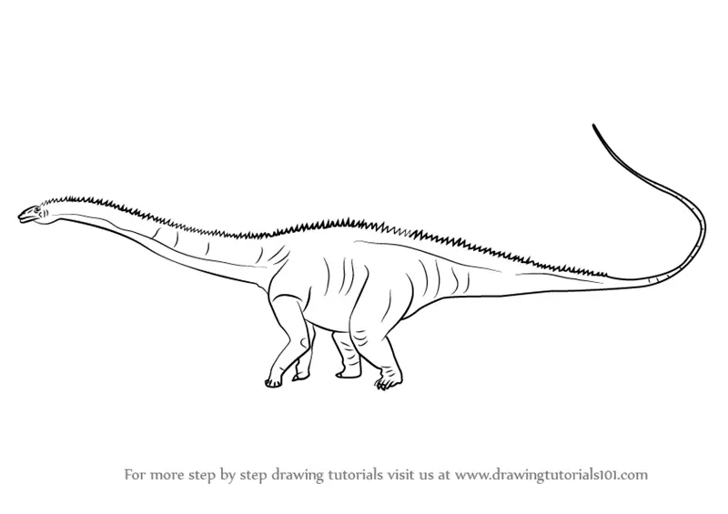 Learn How to Draw a Diplodocus (Dinosaurs) Step by Step Drawing Tutorials