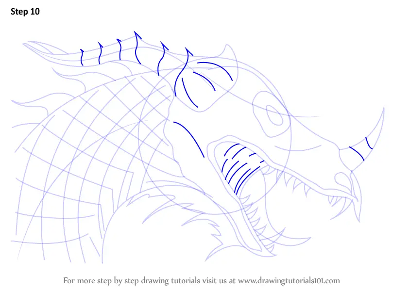Learn How to Draw a Dragon Head (Dragons) Step by Step : Drawing Tutorials