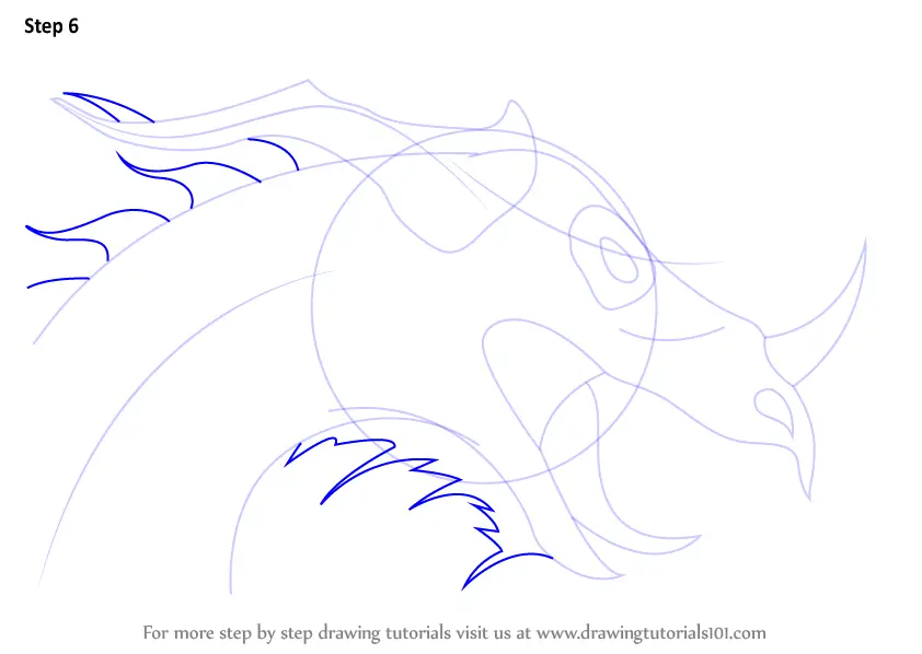 Learn How to Draw a Dragon Head (Dragons) Step by Step : Drawing Tutorials