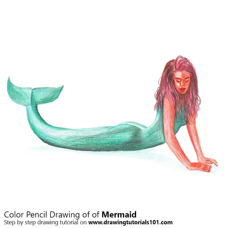 Mermaid Color Pencil Drawing