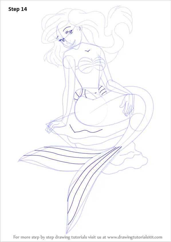 Learn How to Draw a Mermaid Sitting on a Rock (Mermaids) Step by Step