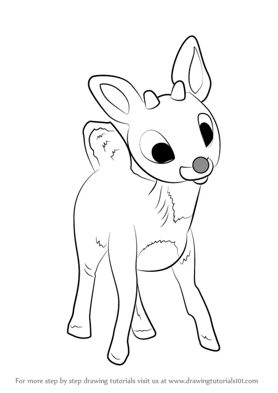 Learn How to Draw Rudolph the RedNosed Reindeer (Other Creatures) Step