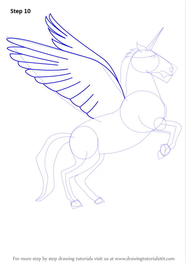 Learn How to Draw a Unicorn with Wings (Unicorns) Step by Step